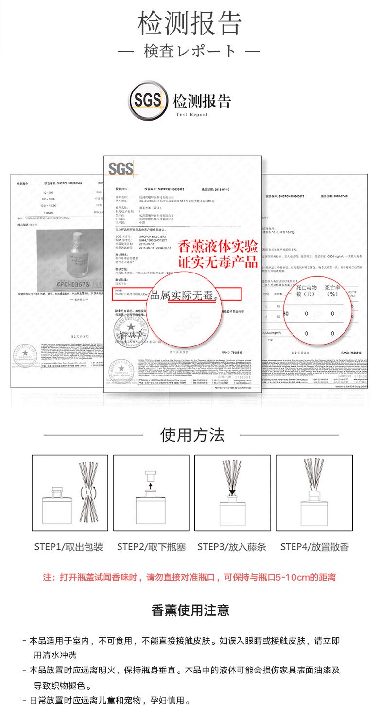 long8日本进口无火香薰-检测报告、使用方法及注意事项